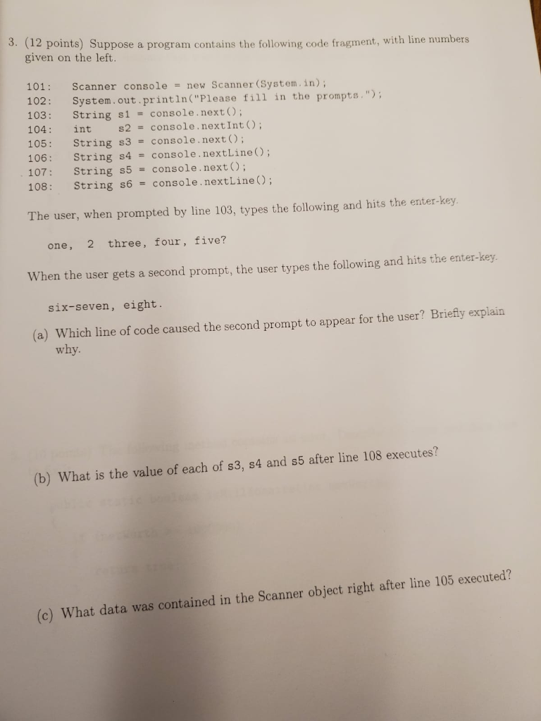 Solved 3. (12 points) Suppose a program contains the | Chegg.com