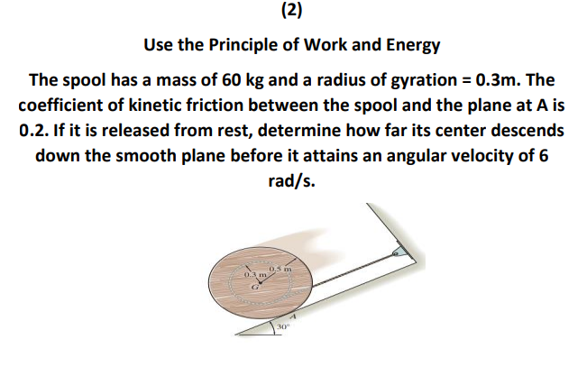 Solved Use The Principle Of Work And Energy The Spool Has A Chegg