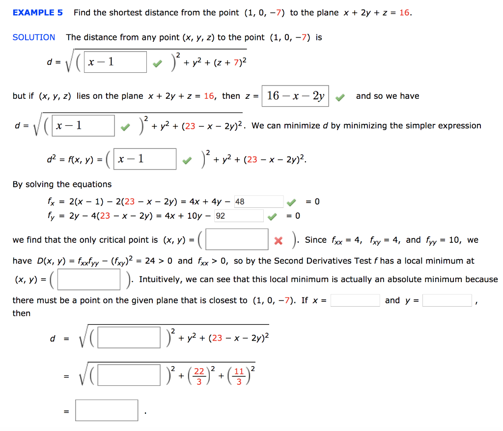 Example 5 Find The Shortest Distance From The Point Chegg Com