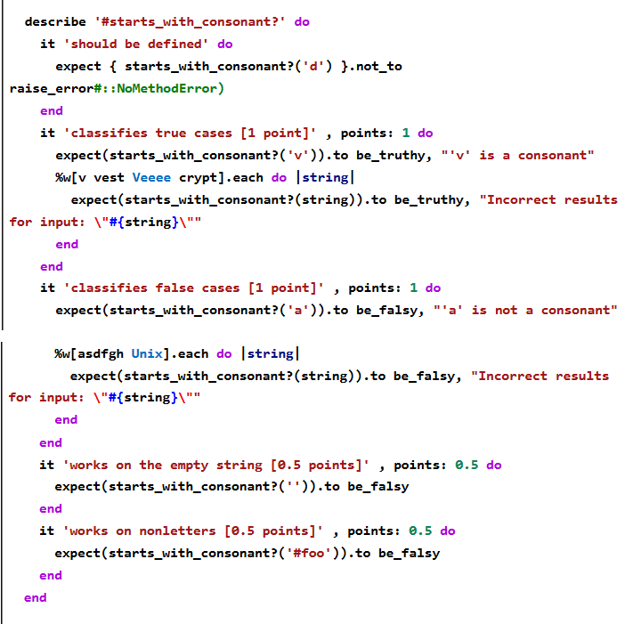 Solved In Ruby My code for Starts with a constant is(don't