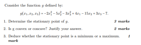 Solved Consider the function g defined by: 9(11,12,13) =-2r1 | Chegg.com