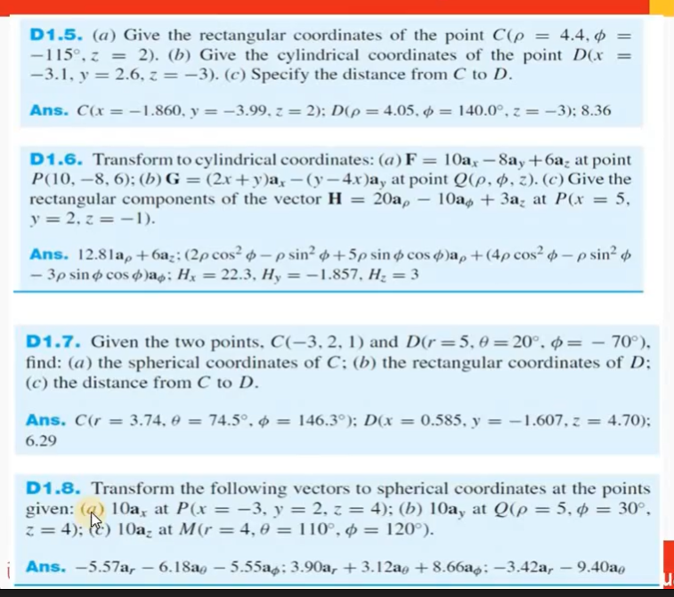 Solved D1 5 A Give The Rectangular Coordinates Of The Chegg Com