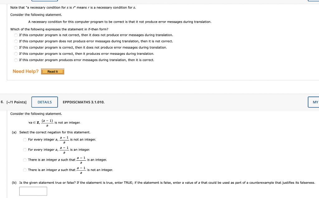 Solved Note that "a necessary condition for s is r′′ means r
