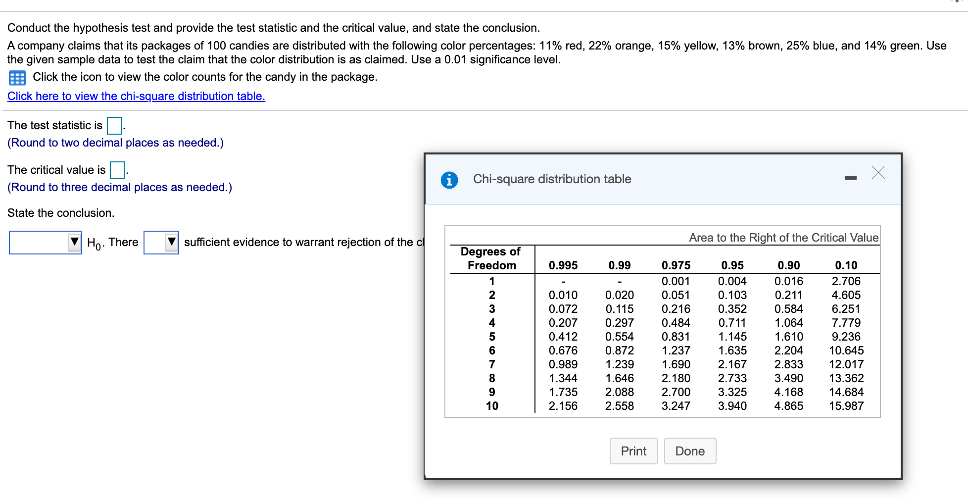 Conduct the hypothesis test and provide the test | Chegg.com
