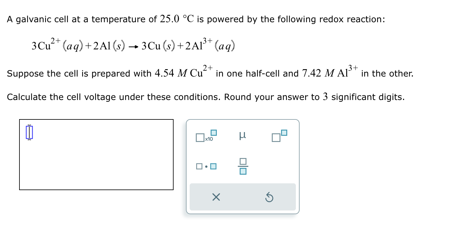 Solved A Galvanic Cell At A Temperature Of 25.0∘C Is Powered | Chegg.com