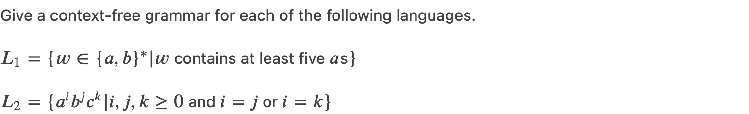 Solved Give a context-free grammar for each of the following | Chegg.com
