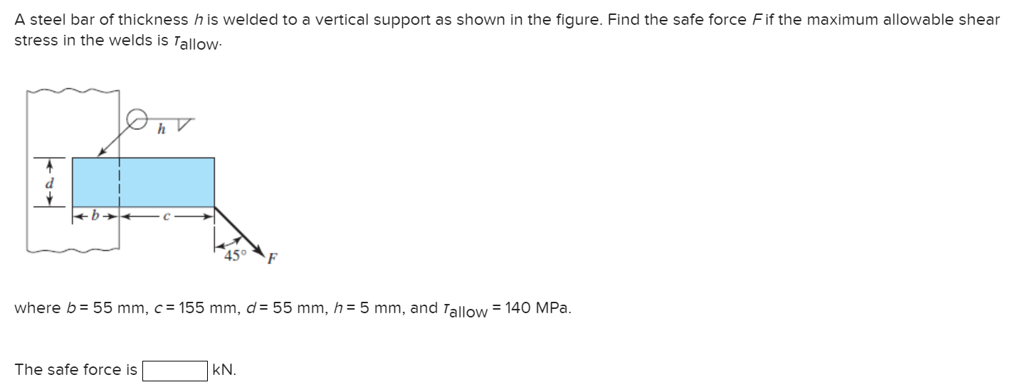 Solved A steel bar of thickness h is welded to a vertical