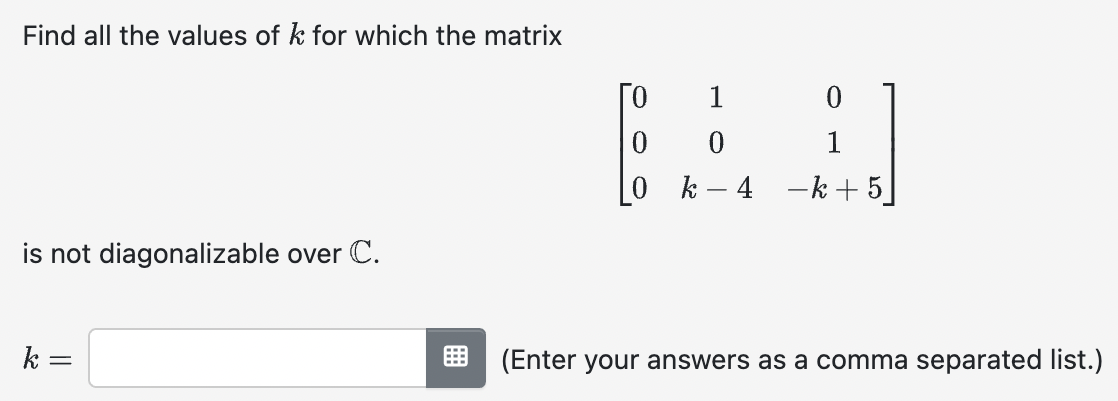 Find all the values of k ﻿for which the | Chegg.com