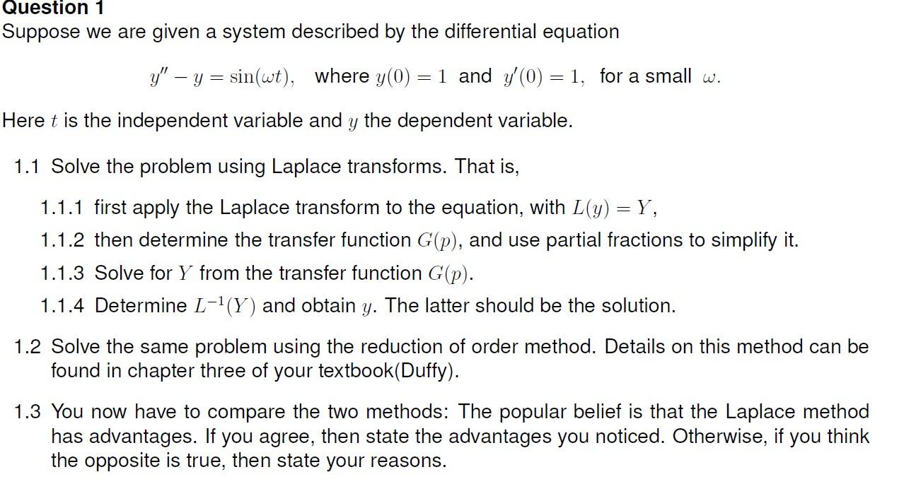 Solved Question 1 Suppose we are given a system described by | Chegg.com