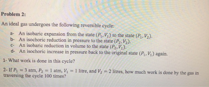 Solved Problem 2: An Ideal Gas Undergoes The Following | Chegg.com