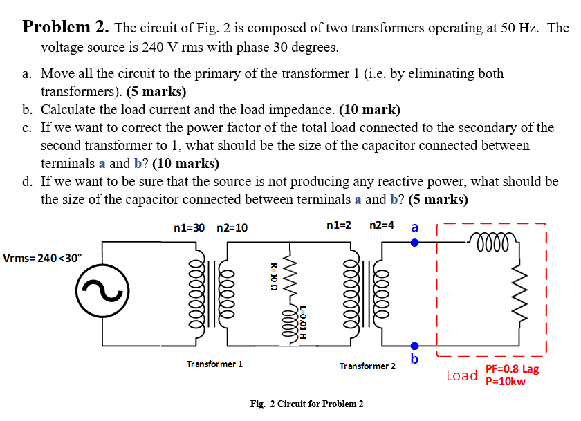 Solved Problem 2. The circuit of Fig. 2 is composed of two | Chegg.com