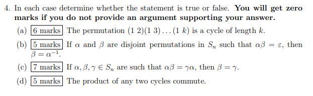 Solved 4. In each case determine whether the statement is | Chegg.com