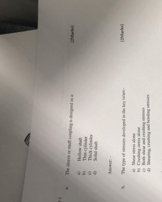 Solved 01 a. The sleeve or muff coupling is designed as a