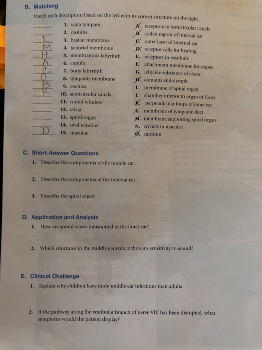 Solved B. Matching Match Each Description Listed On The Left | Chegg.com