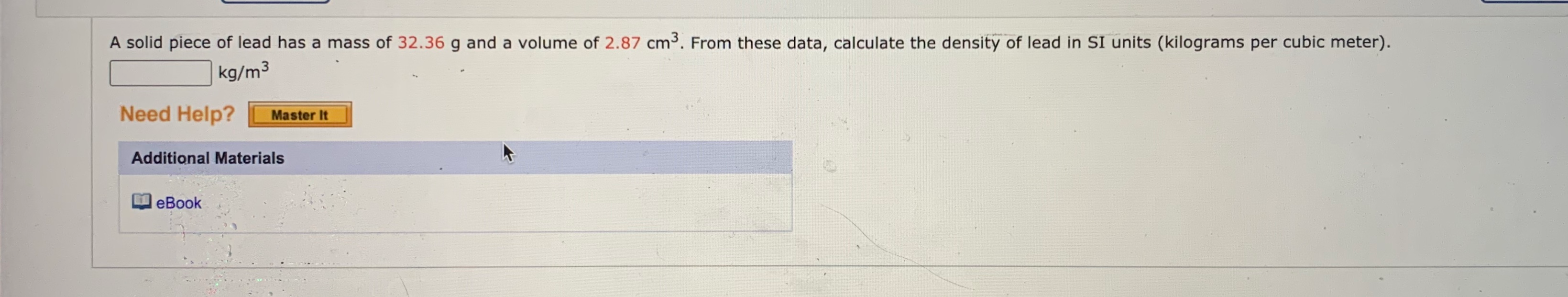 Solved A solid piece of lead has a mass of 32.36 g and