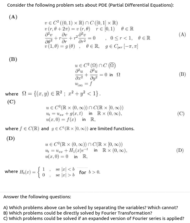 Solved Consider The Following Problem Sets About Pde Par Chegg Com