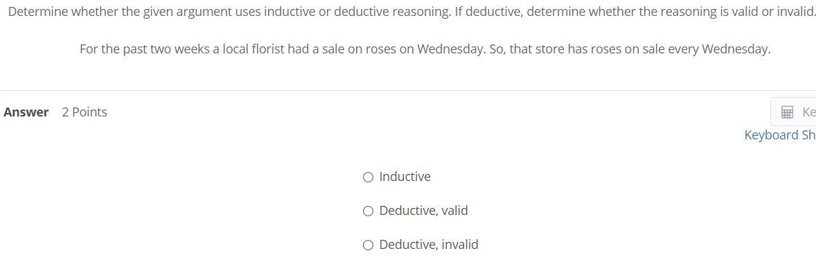 Solved Determine whether the given argument uses inductive | Chegg.com