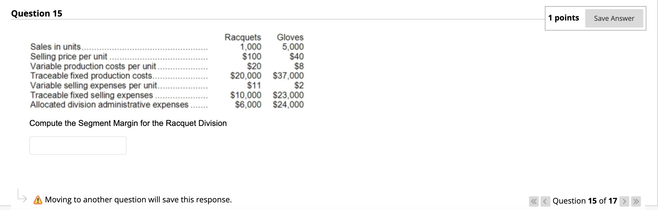Solved Question 15 1 points Save Answer Sales in units.. | Chegg.com