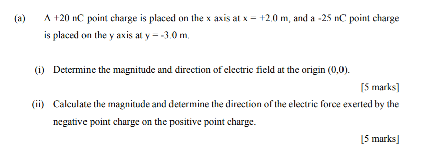 Solved (a) A +20 nC point charge is placed on the x axis at | Chegg.com