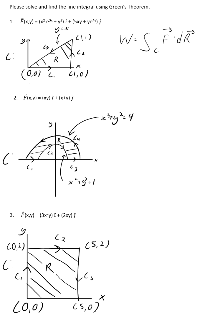 Solved Please Solve And Find The Line Integral Using Gree Chegg Com