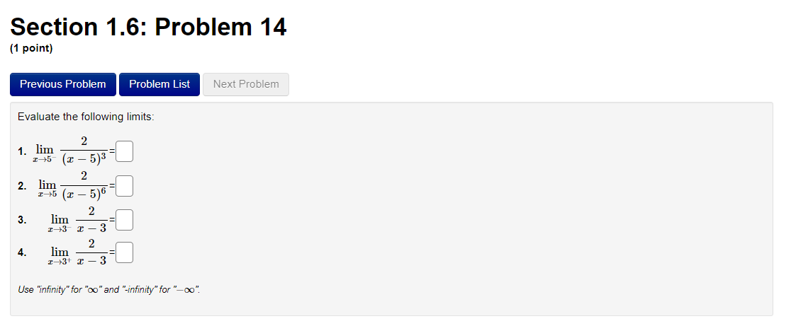 Solved Section 1.6: Problem 6 (1 point) Previous Problem | Chegg.com