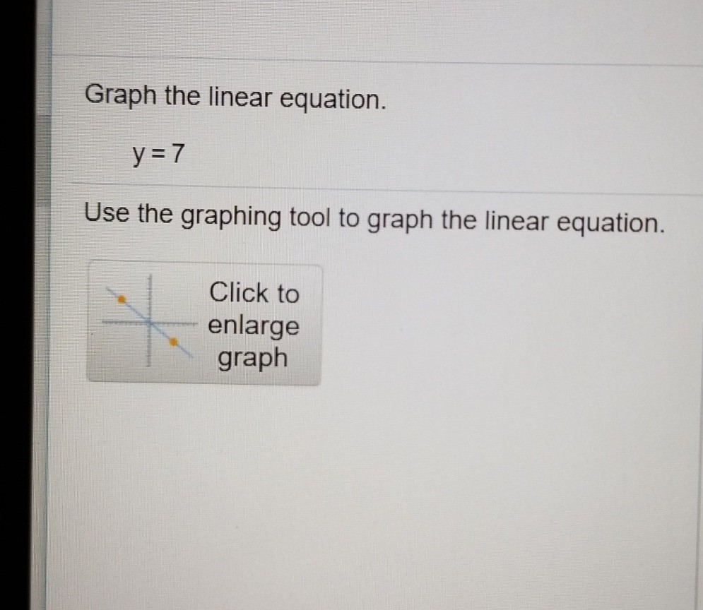 Solved Graph the linear equation. y = 7 Use the graphing | Chegg.com