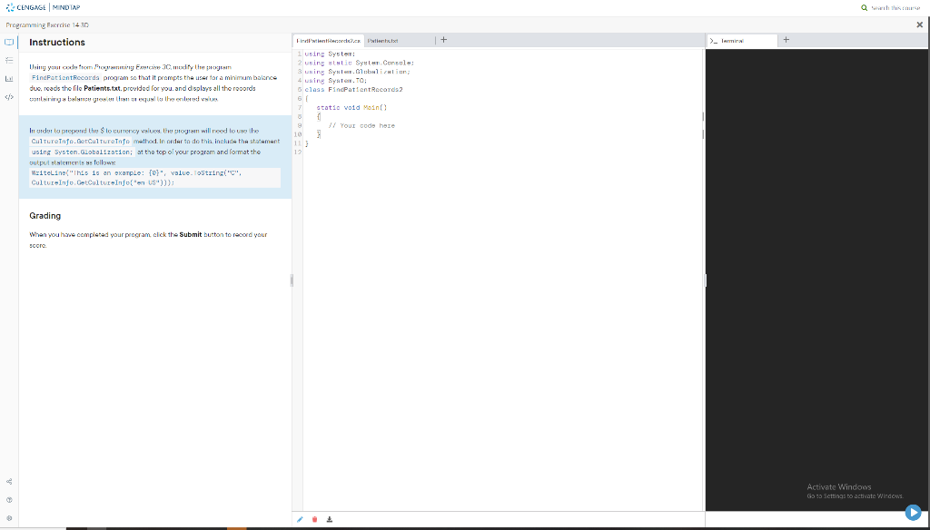 Using your code from Programming Exercise 3C, modify | Chegg.com