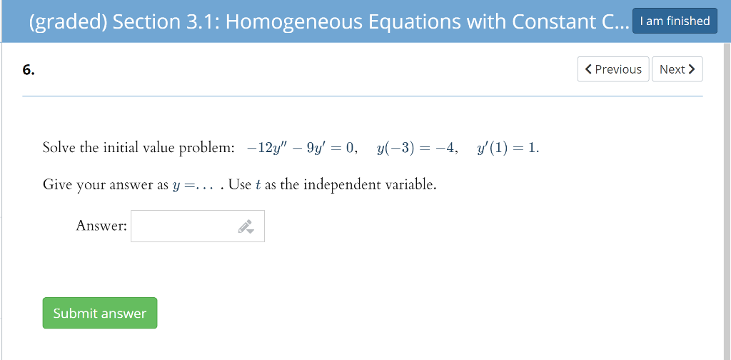 Solved (graded) Section 3.1: Homogeneous Equations with | Chegg.com