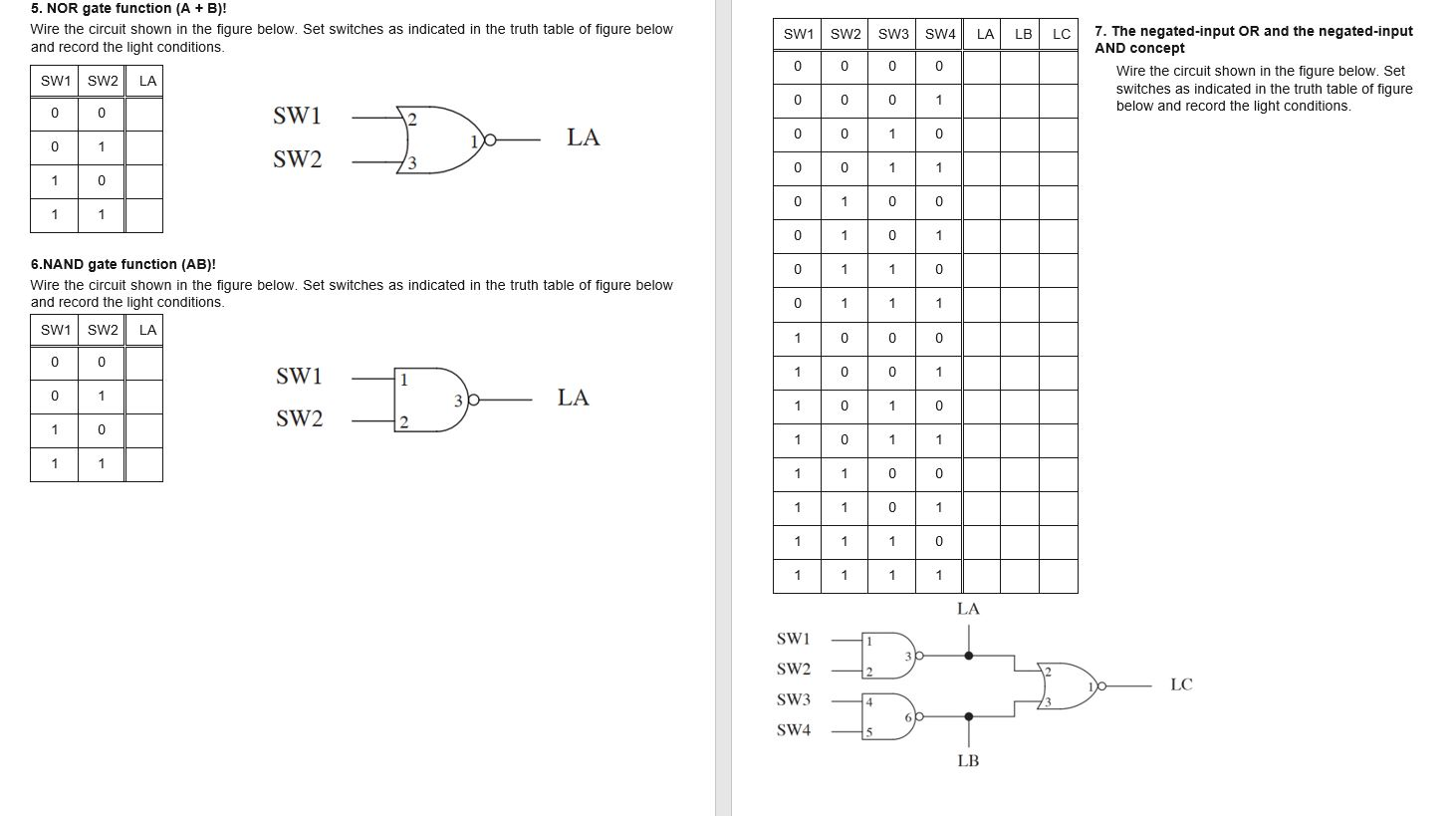 nor gate truth table