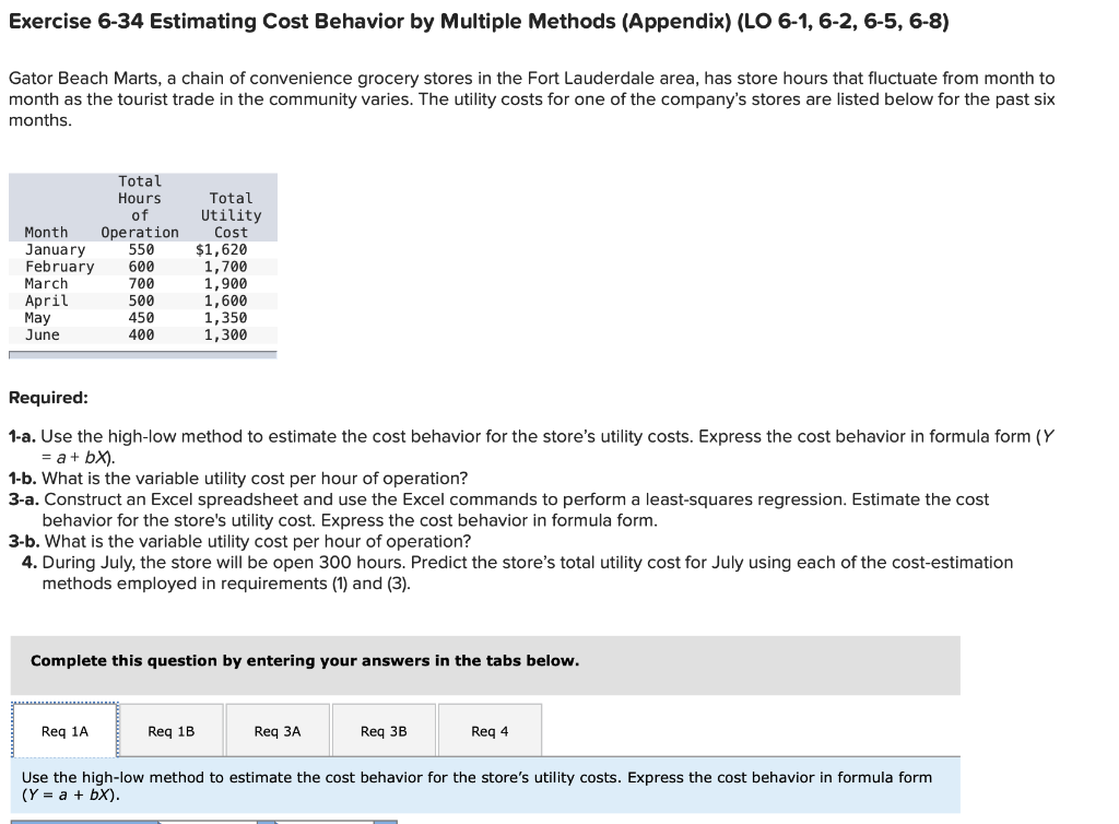 Solved Exercise 6-34 Estimating Cost Behavior by Multiple | Chegg.com