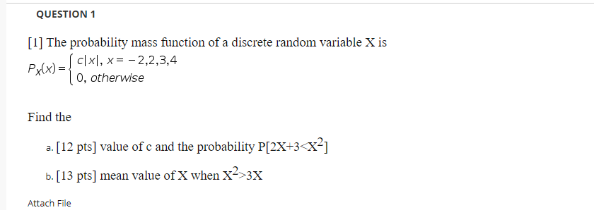 Solved QUESTION 1 [1] The probability mass function of a | Chegg.com