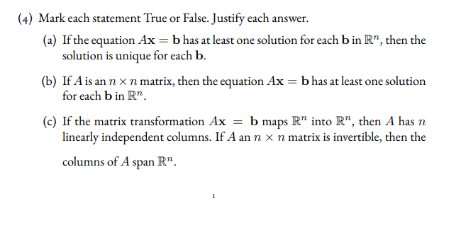 linear algebra - Mark the statements below that must be true - Mathematics  Stack Exchange