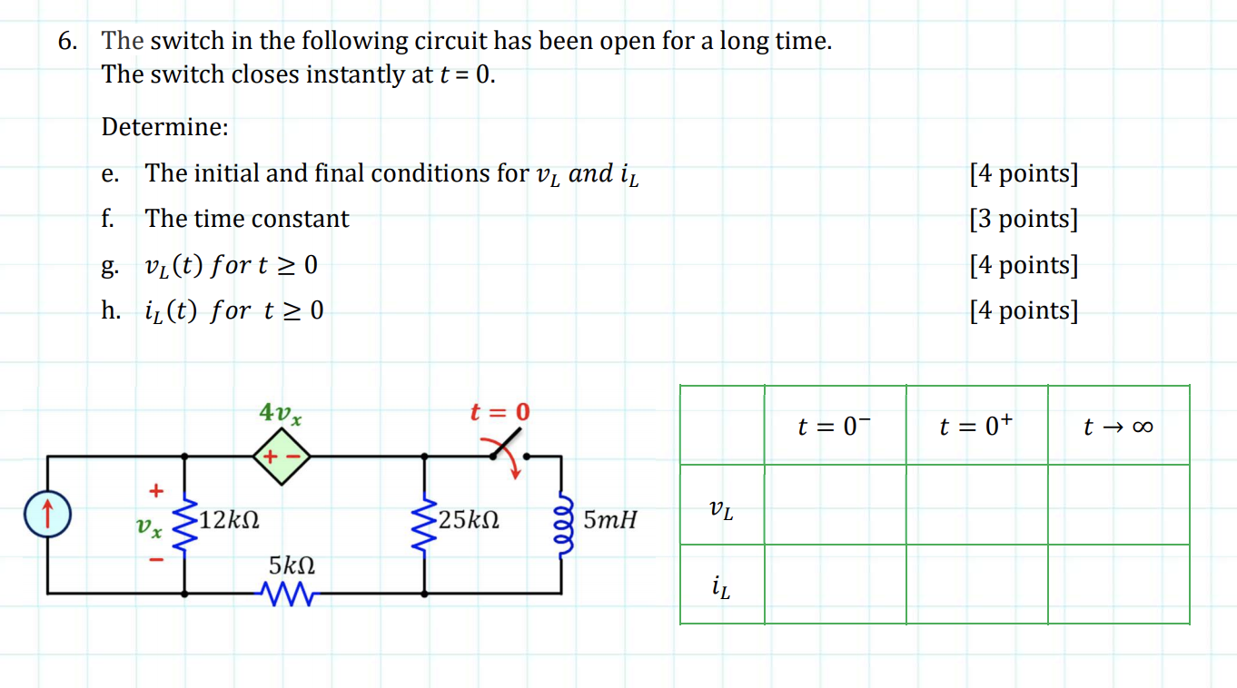 Solved 6. The switch in the following circuit has been open | Chegg.com