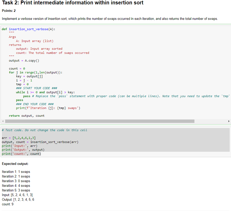 Solved Task 2: Print intermediate information within | Chegg.com