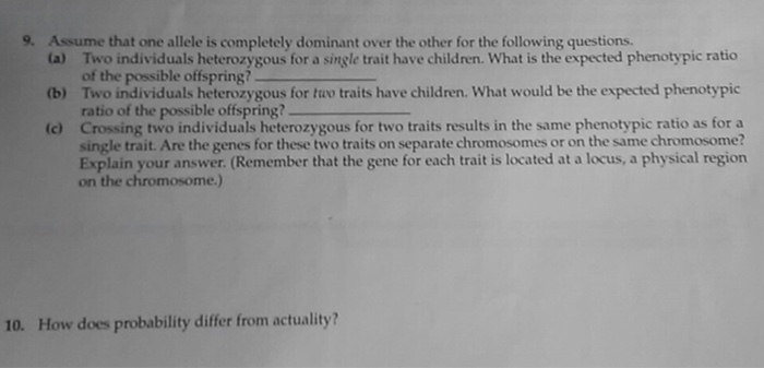 Solved Assume that one allele is completely dominant over | Chegg.com