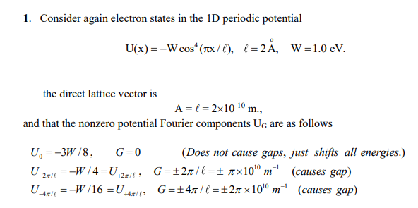 1 Consider Again Electron States In The 1d Period Chegg Com