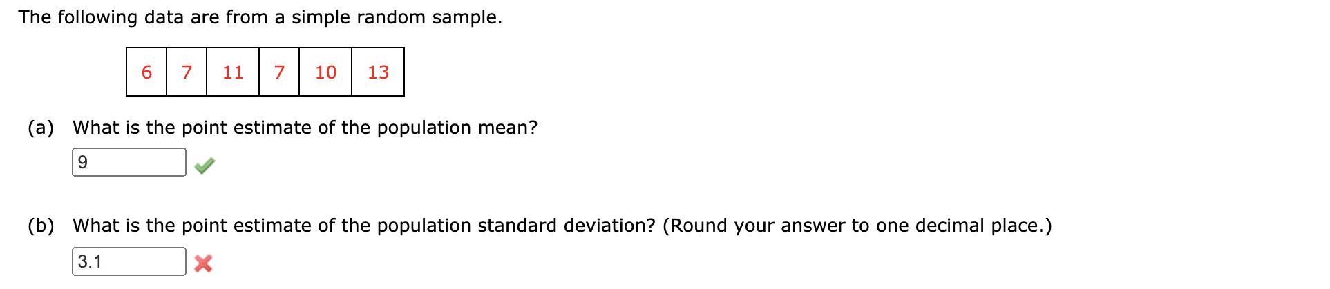 Solved The following data are from a simple random sample. 6 | Chegg.com