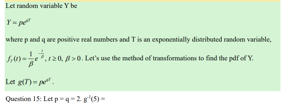 Solved Let Random Variable Y Be Y Pe9t Where P And Q Are Chegg Com