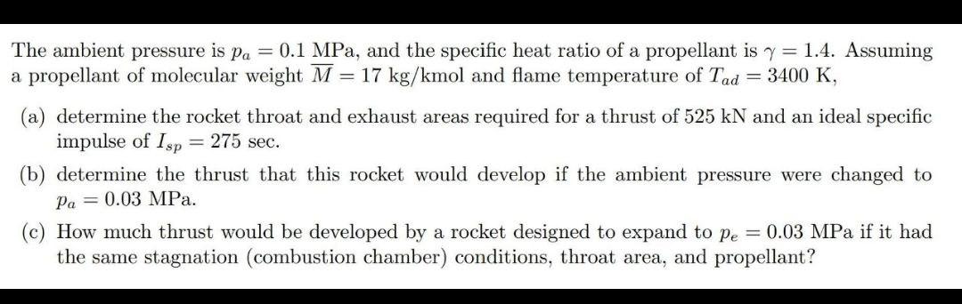 Solved The ambient pressure is pa=0.1MPa, and the specific | Chegg.com