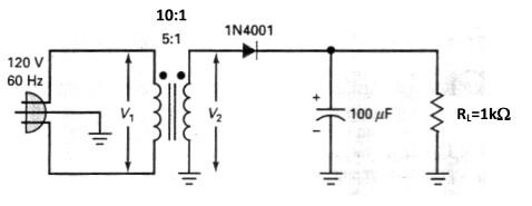 Solved A half-wave rectifier (with the c filter) is shown in | Chegg.com