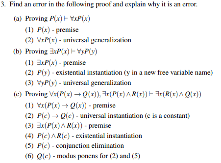 Solved Find an error in the following proof and explain why | Chegg.com