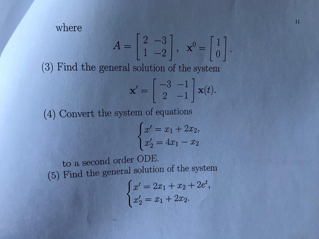 Solved 1. PROBLEMS (1) Find the general solution of the | Chegg.com