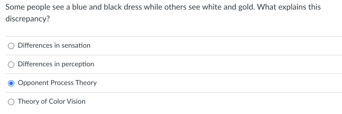 Solved Some people see a blue and black dress while others | Chegg.com