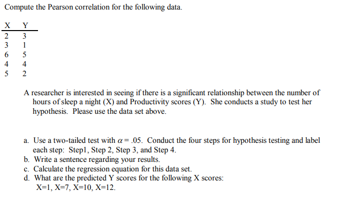 Solved Compute the Pearson correlation for the following | Chegg.com