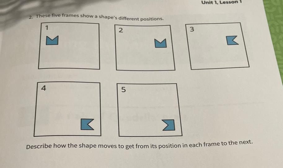 Solved Unit 1, Lesson 2. These five frames show a shape's | Chegg.com