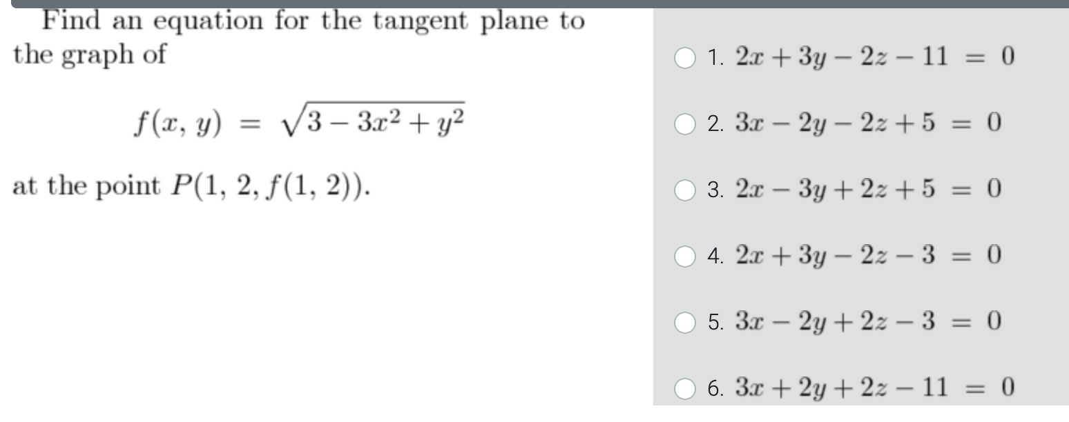 Solved Find an equation for the tangent plane to the graph | Chegg.com