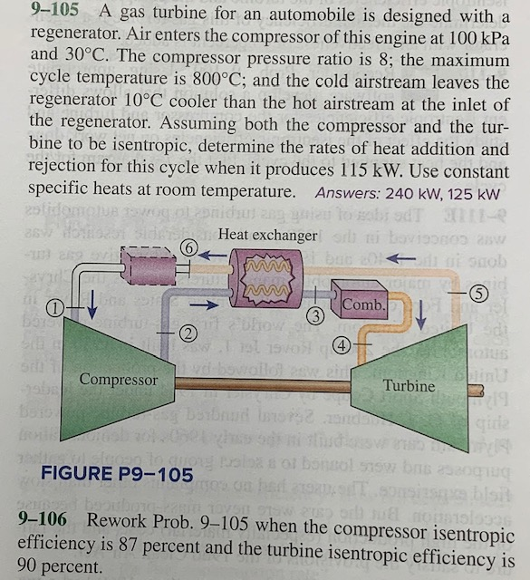Solved 9105 A gas turbine for an automobile is designed