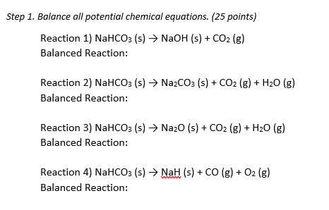 Solved Step 1. Balance all potential chemical equations. (25 | Chegg.com