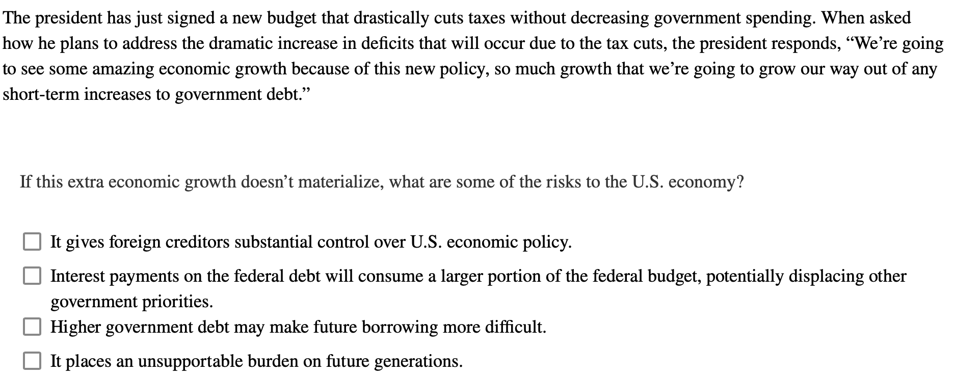 Solved The President Has Just Signed A New Budget That | Chegg.com