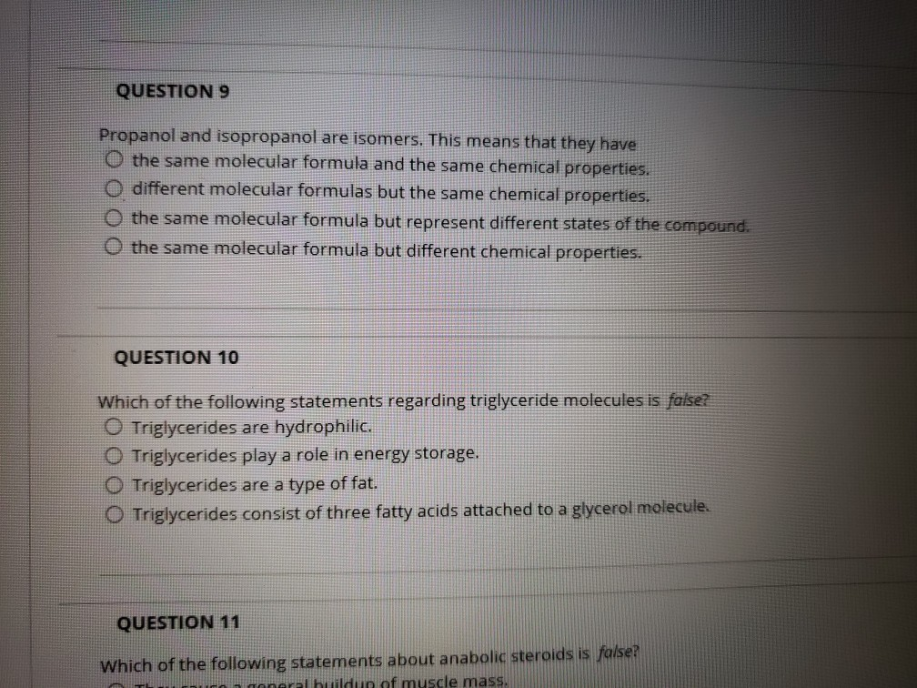 Which of the Following Statements Regarding Triglyceride Molecules Is False